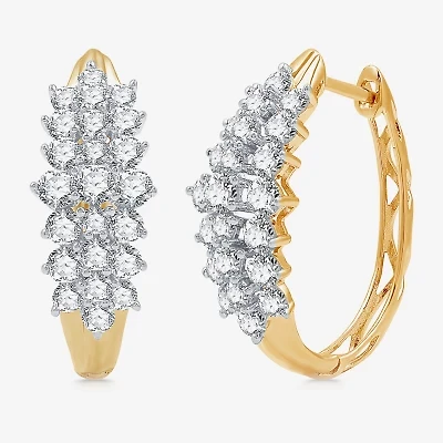 Womens 2 CT. T.W. Lab Grown White Diamond 10K Gold 22.7mm Hoop Earrings