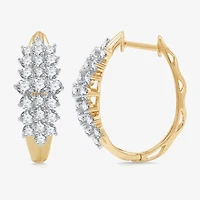 Womens 2 CT. T.W. Lab Grown White Diamond 10K Gold 22.7mm Hoop Earrings