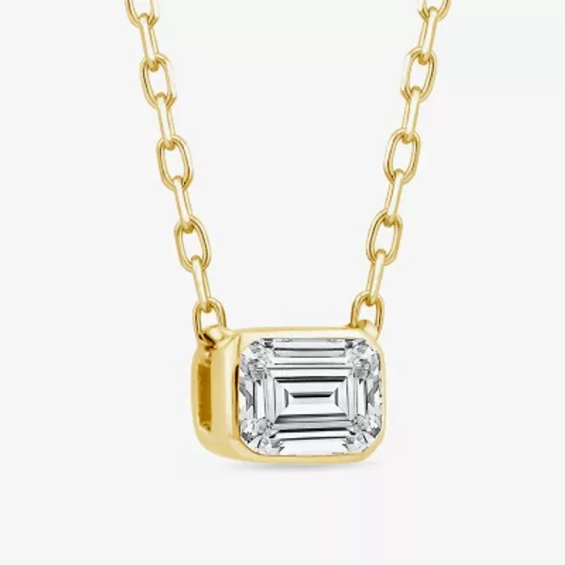 (F/Si1) Womens 1/3 CT. T.W. Lab Grown White Diamond 14K Gold Over Silver 18 Inch Pendant Necklace