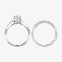 (G / Si2) Womens 2 CT. T.W. Lab Grown White Diamond 10K Gold Round Side Stone Bridal Set