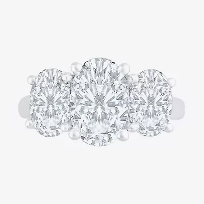 Love Lives Forever (F / Vs2) Womens 3/4 CT. T.W. Lab Grown White Diamond 10K Gold Oval 3-Stone Engagement Ring