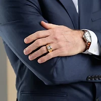 (F / Vs2) Mens 3 1/6 Ct. T.W. Lab Grown White Diamond 10K Gold Rectangular Engagement Ring