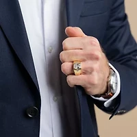 (F / Vs2) Mens 3 1/6 Ct. T.W. Lab Grown White Diamond 10K Gold Rectangular Engagement Ring