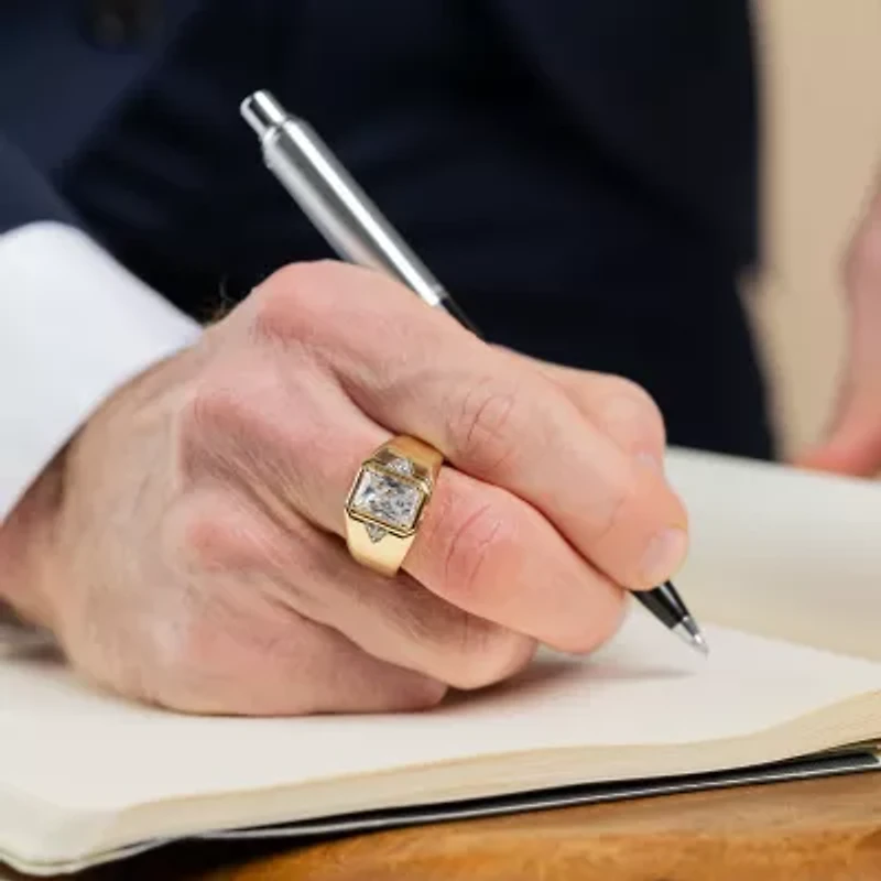 (F / Vs2) Mens 3 1/6 Ct. T.W. Lab Grown White Diamond 10K Gold Rectangular Engagement Ring