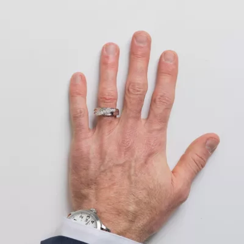 (F / Vs2) Mens 24MM 1/2 CT. T.W. Lab Grown White Diamond 10K Gold Round Wedding Band