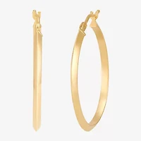 Made in Italy Womens 10K Gold Oval Hoop Earrings