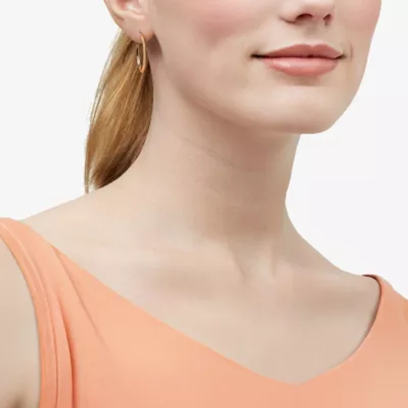 Made in Italy Womens 10K Gold Oval Hoop Earrings