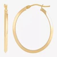 Made in Italy Womens 10K Gold Oval Hoop Earrings