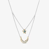 Enchanted Disney Fine Jewelry Womens 1/6 CT. T.W. Genuine Blue Topaz 14K Gold Sterling Silver 15 Inch Pendant Necklace