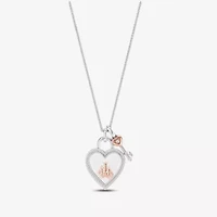 Enchanted Disney Fine Jewelry Womens 1/6 CT. T.W. Genuine White Topaz 14K Rose Gold Sterling Silver 16 Inch Pendant Necklace