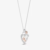 Enchanted Disney Fine Jewelry Womens 1/6 CT. T.W. Genuine White Topaz 14K Rose Gold Sterling Silver 16 Inch Pendant Necklace