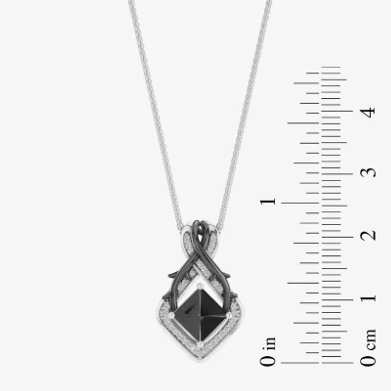 Enchanted Disney Fine Jewelry Womens 1/8 CT. T.W. Genuine Black Onyx Sterling Silver 18 Inch Pendant Necklace
