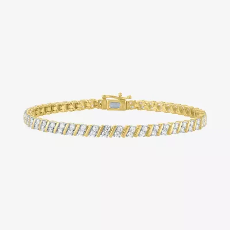 G-H / Si2-I1) Womens CT. T.W. Lab Grown White Diamond 14K Gold Over Silver Inch Tennis Bracelet