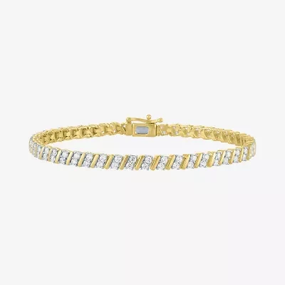 G-H / Si2-I1) Womens CT. T.W. Lab Grown White Diamond 14K Gold Over Silver Inch Tennis Bracelet