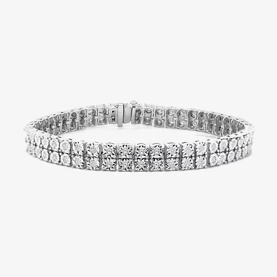 (F/Si2) Womens 2 CT. T.W. Lab Grown White Diamond Sterling Silver 7.5 Inch Tennis Bracelet