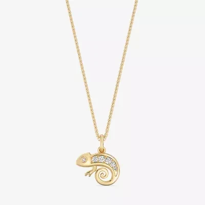 Enchanted Disney Fine Jewelry Womens 1/6 CT. T.W. Natural White Diamond 14K Rose Gold Over Silver 18 Inch Pendant Necklace