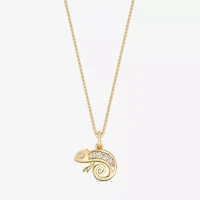 Enchanted Disney Fine Jewelry Womens 1/6 CT. T.W. Natural White Diamond 14K Rose Gold Over Silver 18 Inch Pendant Necklace