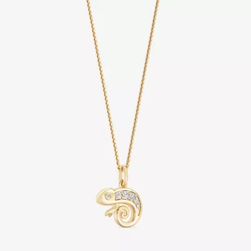 Enchanted Disney Fine Jewelry Womens 1/6 CT. T.W. Natural White Diamond 14K Rose Gold Over Silver 18 Inch Pendant Necklace