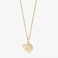Enchanted Disney Fine Jewelry Womens 1/6 CT. T.W. Natural White Diamond 14K Rose Gold Over Silver 18 Inch Pendant Necklace