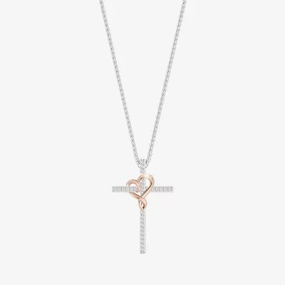 Hallmark Diamonds 1/10 CT.T.W. Natural Diamond Sterling SIlver With 14K Rose Gold Over SIlver Accent Pendant Necklace