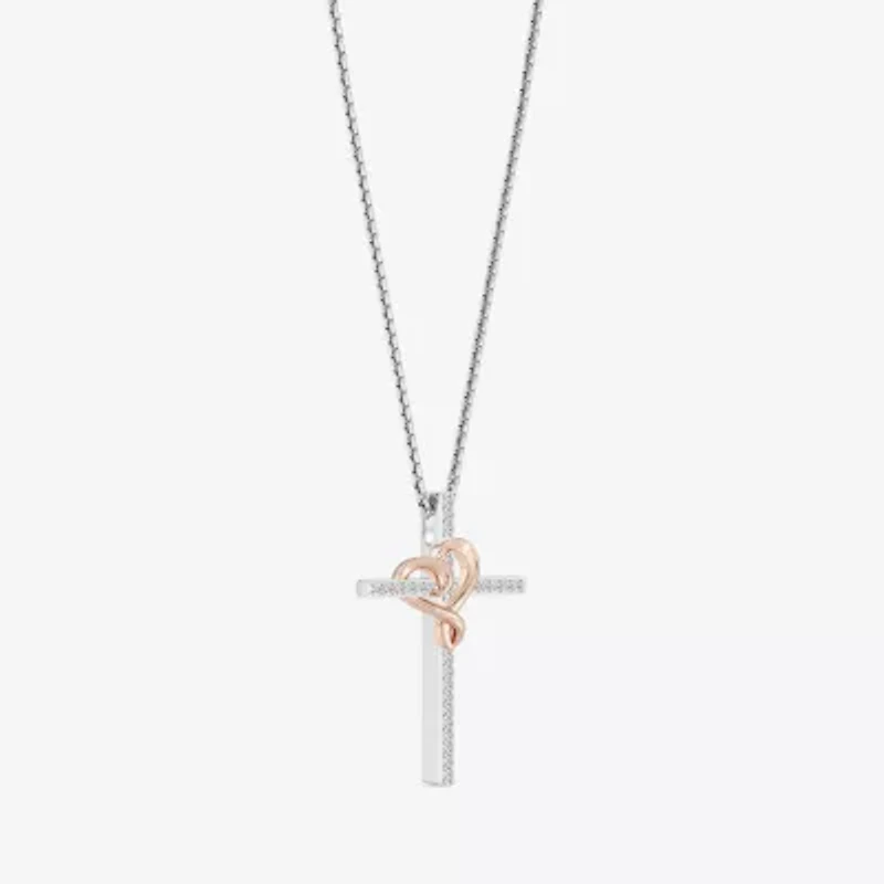 Hallmark Diamonds 1/10 CT.T.W. Natural Diamond Sterling SIlver With 14K Rose Gold Over SIlver Accent Pendant Necklace