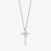 Hallmark Diamonds 1/10 CT.T.W. Natural Diamond Sterling SIlver With 14K Rose Gold Over SIlver Accent Pendant Necklace