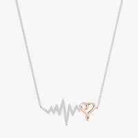 Hallmark Diamonds Heartbeat Womens 1/7 CT. T.W. Natural White Diamond 14K Rose Gold Over Silver Heart 18 Inch Pendant Necklace