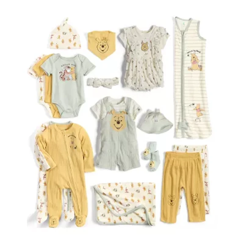 Disney Baby Girls 3-pc. Winnie The Pooh Shortall Set