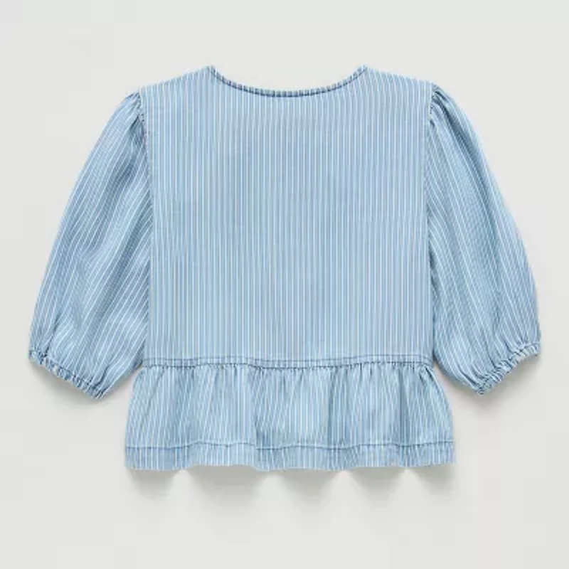 Thereabouts Little & Big Kid Girls Crew Neck 3/4 Sleeve Blouse