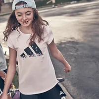 adidas Big Kid Girls Crew Neck Short Sleeve Regular Fit Graphic T-Shirt