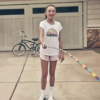 adidas Big Kid Girls Crew Neck Short Sleeve Regular Fit Graphic T-Shirt