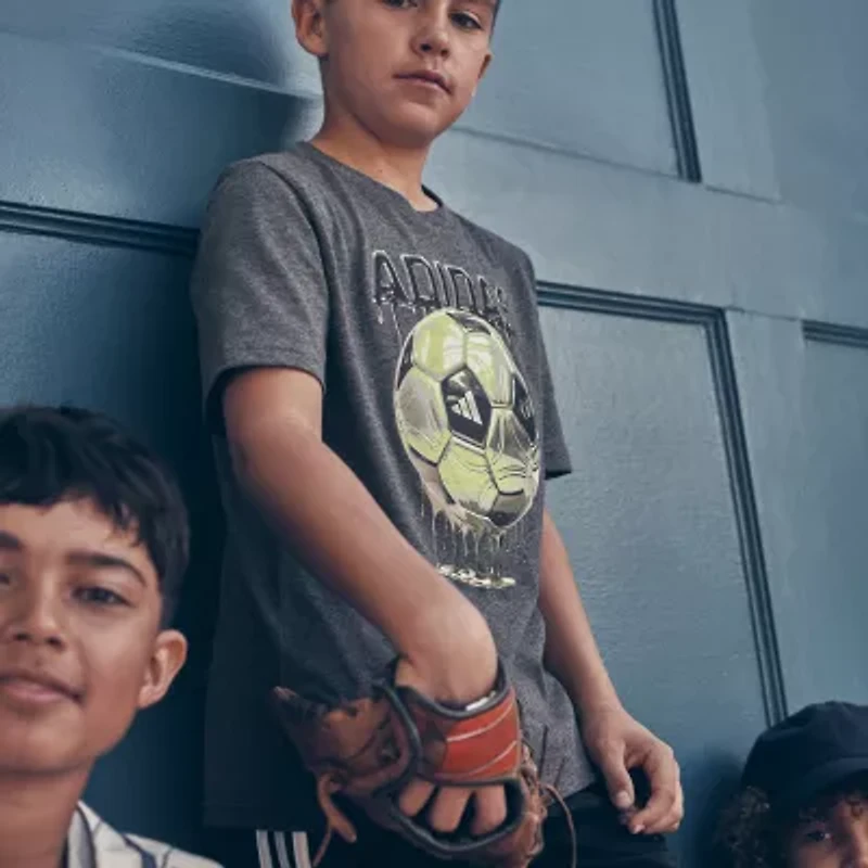 adidas Big Kid Boys Crew Neck Short Sleeve Regular Fit Graphic T-Shirt