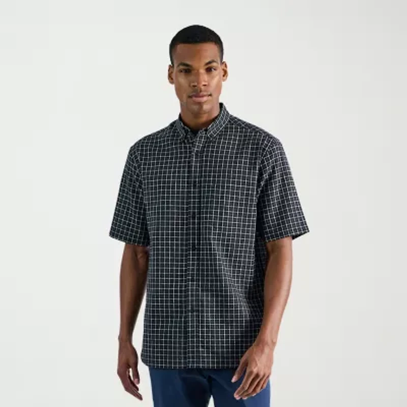 Haggar Life Khaki Mens Short Sleeve Regular Fit Button-Down Shirt