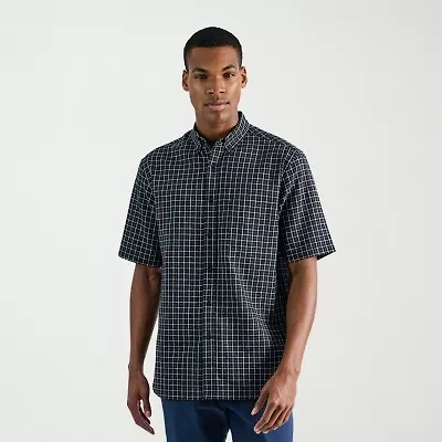 Haggar Life Khaki Mens Short Sleeve Regular Fit Button-Down Shirt