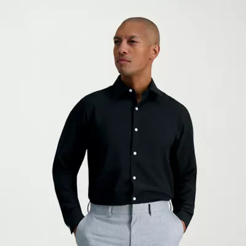 Haggar Smart Wash Mens Slim Fit Easy Care Long Sleeve Dress Shirt