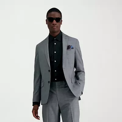 Haggar JMH Glen Mens Stretch Fabric Slim Fit Plaid Suit Jacket