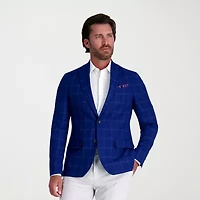 Haggar Slub Windowpane Mens Plaid Stretch Fabric Slim Fit Sport Coat
