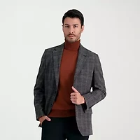 Haggar JMH Tailored Slub Glen Plaid Mens Stretch Fabric Modern Fit Sport Coat