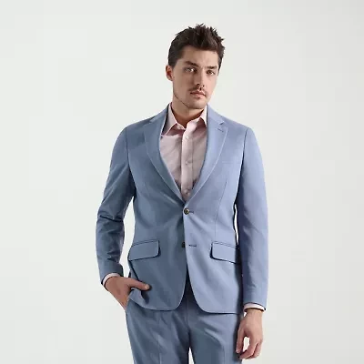 Haggar Smart Wash Tonal Plaid Mens Stretch Fabric Slim Fit Suit Jacket