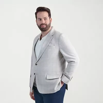 Haggar Mens Big and Tall Windowpane Classic Fit Sport Coat