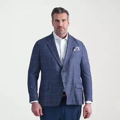 Haggar Mens Big and Tall Windowpane Classic Fit Sport Coat