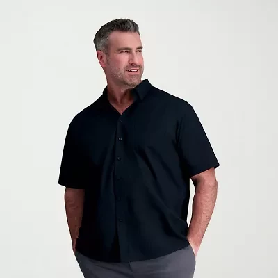 Haggar Life Khaki With Repreve Comfort Woven Mens Short Sleeve Regular Fit Stretch Fabric Big and Tall Button-Down Shirt