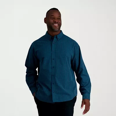 Haggar Mens Long Sleeve Regular Fit Big and Tall Button-Down Shirt