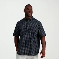 Haggar Linen Blend Mens Short Sleeve Regular Fit Big and Tall Button-Down Shirt