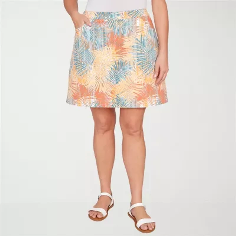 Hearts Of Palm Tropical Pull-On Womens Mid Rise Plus Skort