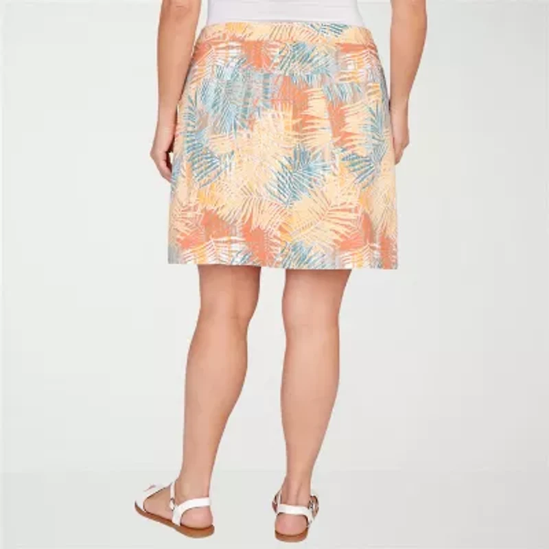 Hearts Of Palm Tropical Pull-On Womens Mid Rise Plus Skort