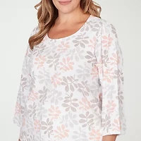 Hearts Of Palm Leaf Womens Plus Scoop Neck 3/4 Sleeve T-Shirt