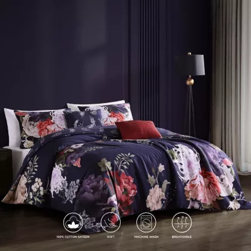 Bebejan Deep Purple Garden 5-pc. Midweight Reversible Comforter Set