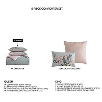 Bebejan Peach Leaves 5-pc. Midweight Reversible Comforter Set