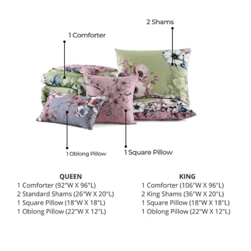 Bebejan Navy Mums 5-pc. Midweight Reversible Comforter Set